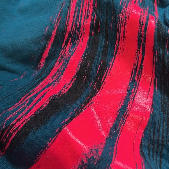 Rare Vintage Urban Behavior top XS. Teal , hot pink paint , crystal rhinestones - Picture 5 of 5